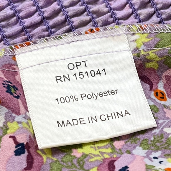 O.P.T. One Pretty Time Go On A Date Floral Smocked Midi Dress Puff Sleeve M - Picture 9 of 9